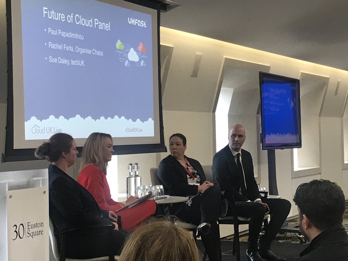TechNative's tweet photo. Will #AI &amp; #robotics spell the end of humanity? @KristinaMcGuirk talks to @ChannelSwimSue @OrganiseChaos &amp; @papadimitriou. #CloudUKLive @UKFast #Cloud28+ https://t.co/nlOixpvG1B