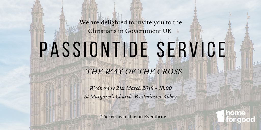 Home4Gd's tweet photo. We're joining @CiGovernment_UK for their annual Easter Passiontide service one week today! Anyone is welcome - come and hear @krishk speaking on 'The Way of the Cross'. Tickets are FREE and can be found at: https://t.co/QbCPVLVJRo Please tag your MP below to invite them and RT! https://t.co/nV9mHGHVFt