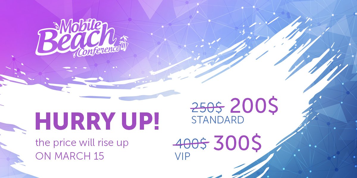 MobileBeachConf's tweet photo. Tomorrow tickets will become more expensive. Hurry up to buy your ticket at a favorable price!
Book your ticket now — https://t.co/FJfNw4eVR8 https://t.co/IDJnxYpua8
