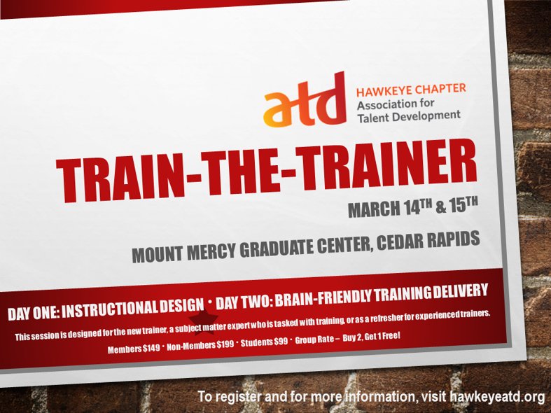Train- the-Trainer is happening now! For more information check out the website hawkeyeastd.org/event-2694310