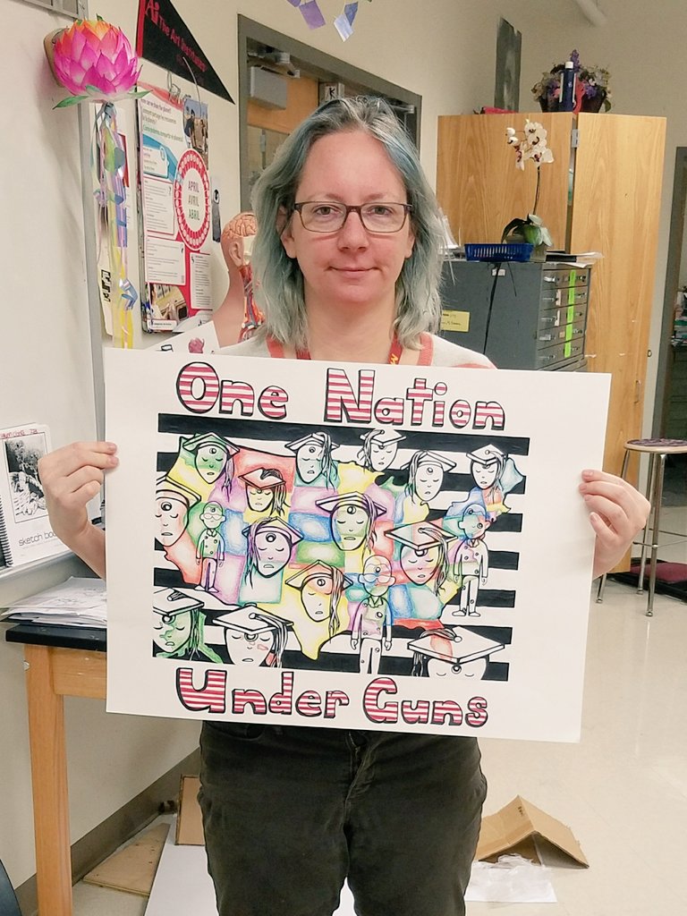 shaunadelong's tweet photo. Gearing up for The national walkout with our protest 🎨#apsfineart #NationalSchoolWalkout #apsmhjhsJaguars https://t.co/Q5MLk1S3Jn