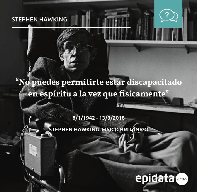 Epidata's tweet photo. Un legado para la historia de la ciencia, brillante e inspirador el Científico Británico, Stephen Hawking, #Hawking #StephenHawking #RIPStevenHawking https://t.co/pM8f6HG5kR