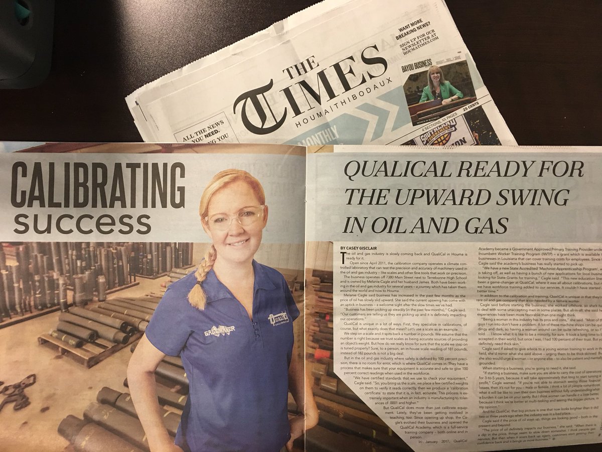 QualiCalLLC's tweet photo. In the paper again!! #calibration #workforcetraining #oilandgas https://t.co/9554aWSp5s
