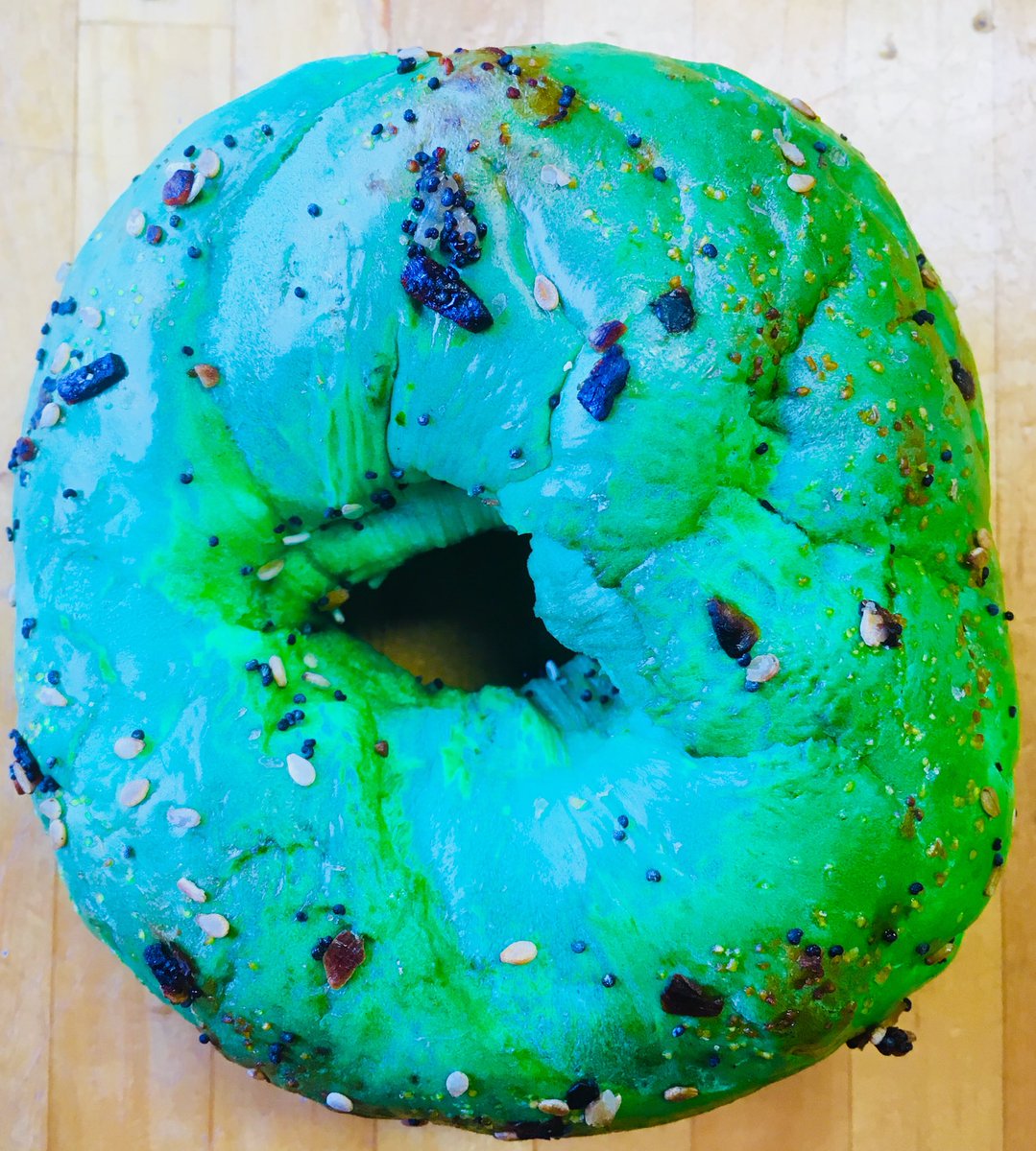 Bagel_and_Deli's tweet photo. Green Bagels start at 3 am! We’re open all night for all your GBD needs. Still need a shirt?  We have those too. #GreenBeerDay https://t.co/QsnSJy47dL