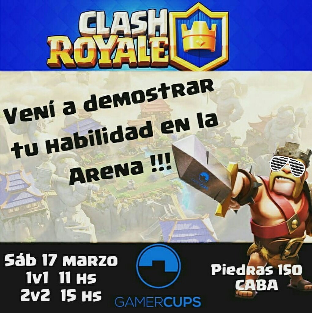 GamerCups's tweet photo. No paras de ganarles a tus amigos en Clash? Vení a demostrar tu habilidad en la Arena!
Inscripciones por privado.😉
#clashroyale #clashargentina #torneodeclashroyale #gamercups #ClashRoyaleTournament https://t.co/4qA6LHOX3o