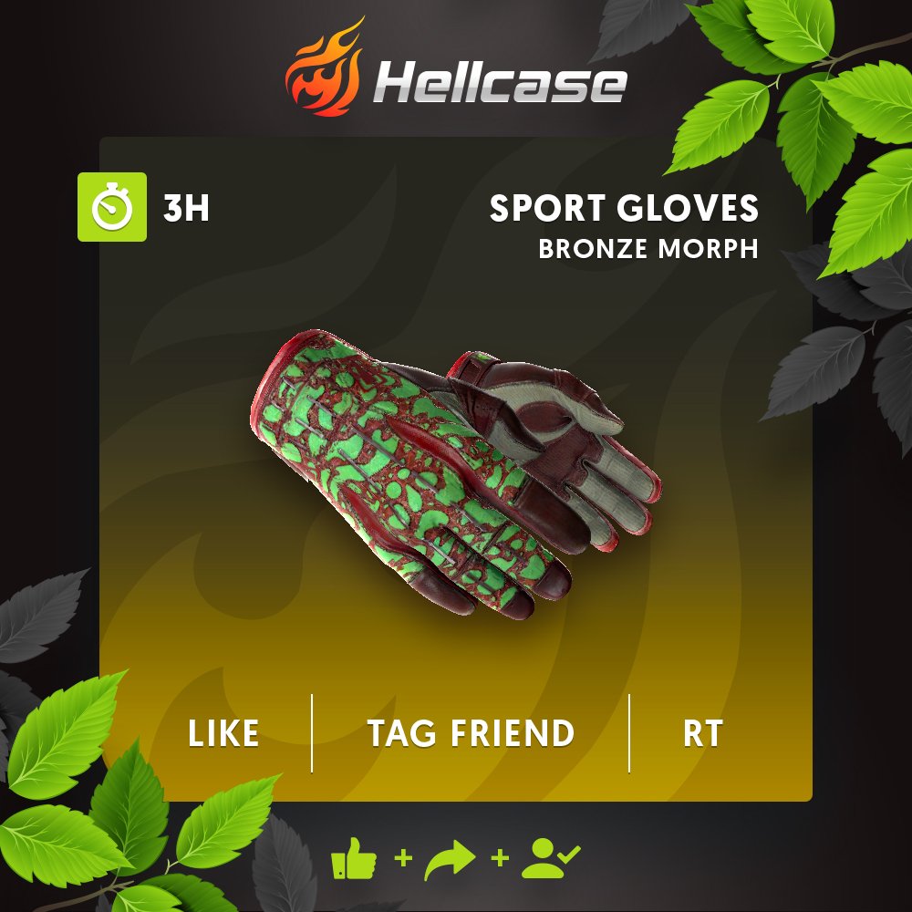 hellcase's tweet photo. 🌥️ ★ Sport Gloves | Bronze Morph Giveaway:
⛅️ CLICK https://t.co/rSkv0LsJxK 
🌤️ Like + RT + Follow @hellcase
☀️ Tag your friend

🏆A winner in 3 hours!

#csgo #csgoskins #csgocases https://t.co/lannSrom0r