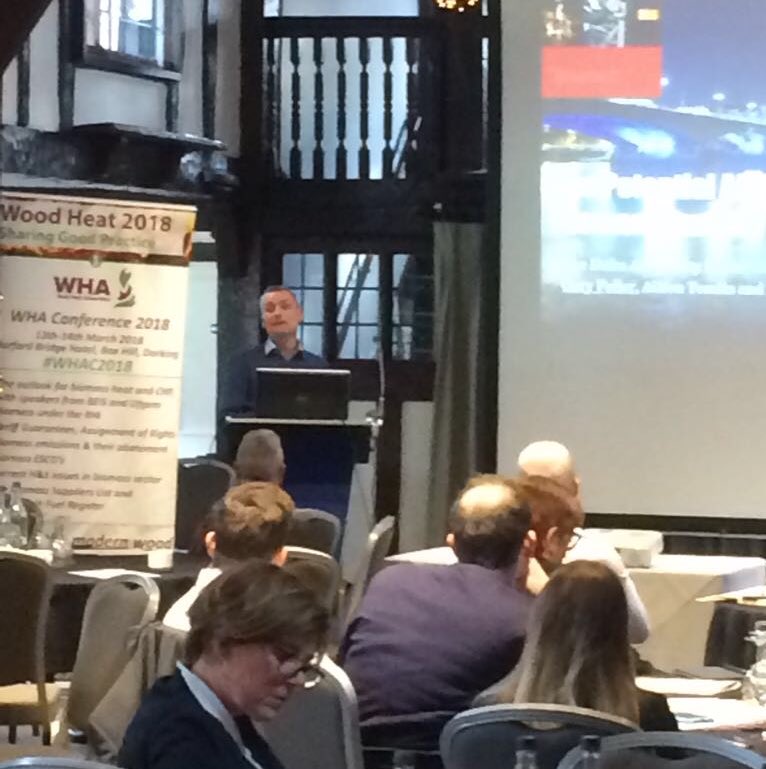 REAssociation's tweet photo. Dr Gary Fuller from Kings College London outlines the findings from their ‘Air Quality Impacts of Biomass Combustion’ report at #WHAC2018 https://t.co/BG9gYDcSi3