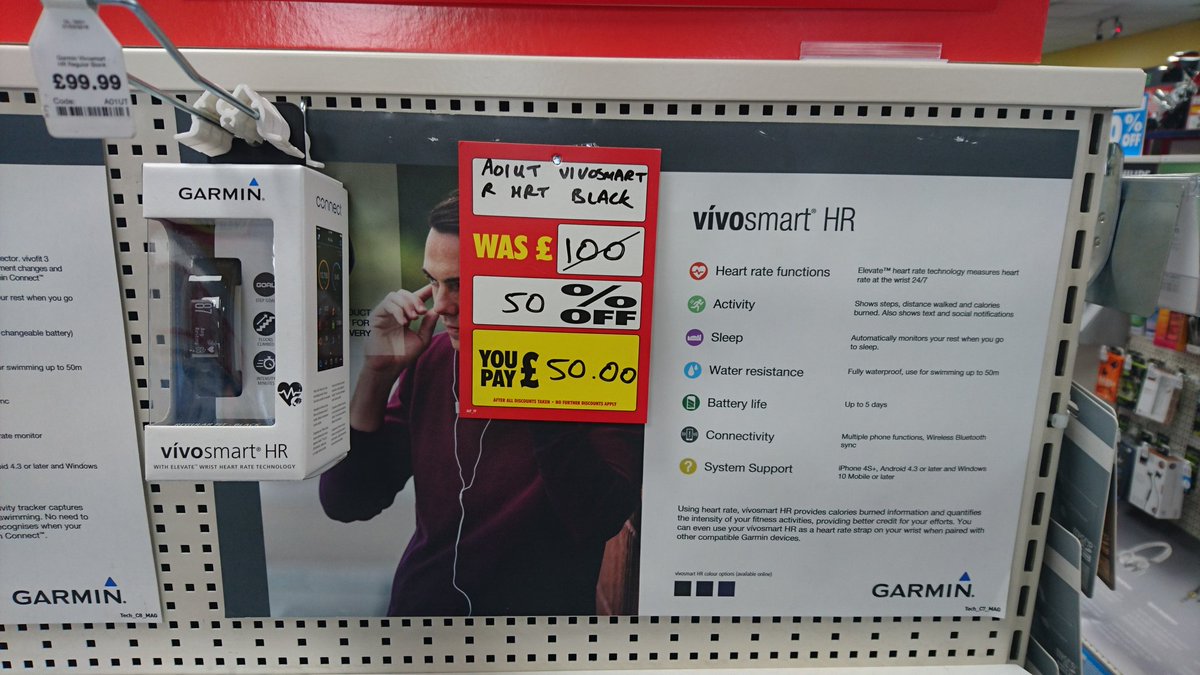 Maplin_MAN's tweet photo. Grab a bargain with 50% off @GarminFitness activity trackers, available today to take away @manchesterfort https://t.co/pwd2ILKWCc