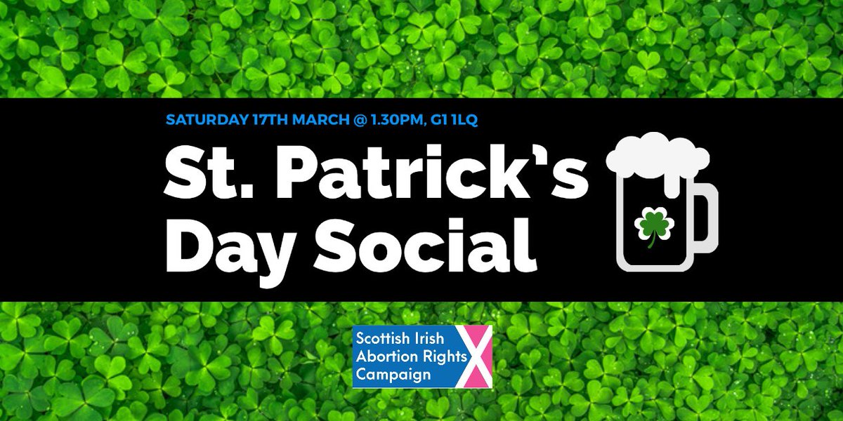 ScotIrishARC's tweet photo. Join us for a St. Patrick’s Day social for #Repealthe8th ☘️ Irish tunes, pro-choice craic &amp; a pinch of nostalgia guaranteed!
⭐️ Dress code is green 
⭐️ BYOB (no bar facilities available)
⭐️ Buckets available for donation, raising money for #Rock4Repeal 
#PintsForRepeal 🍻 https://t.co/yDaUl1K2DS
