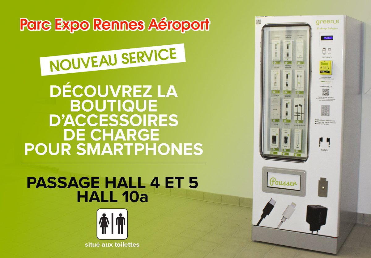 ConnectExpress3's tweet photo. Si vous avez oublié votre chargeur ou votre câble, pas de panique ! Nouveau service Connect Express #CFIA2018 #CFIA #Rennes @ParcExpoRennes https://t.co/v6myztHaw4