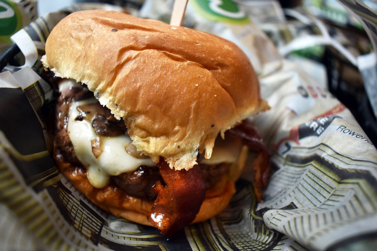 OFD…OMG. Topped with swiss cheese, bacon, sautéed mushrooms and housemade tomato jam. #wahlburgers #madewithlove #housemade #chefpaul