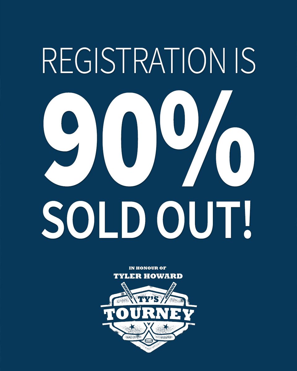 tystourney's tweet photo. ONLY A FEW SPOTS LEFT!!! Registration has been unreal this year, thank you for your continued support!!!
.
.
.
.
@cmhanational #cmhahalton #hockeytournament #mentalhealth #MentalHealthAwareness https://t.co/rDUuoMSn77