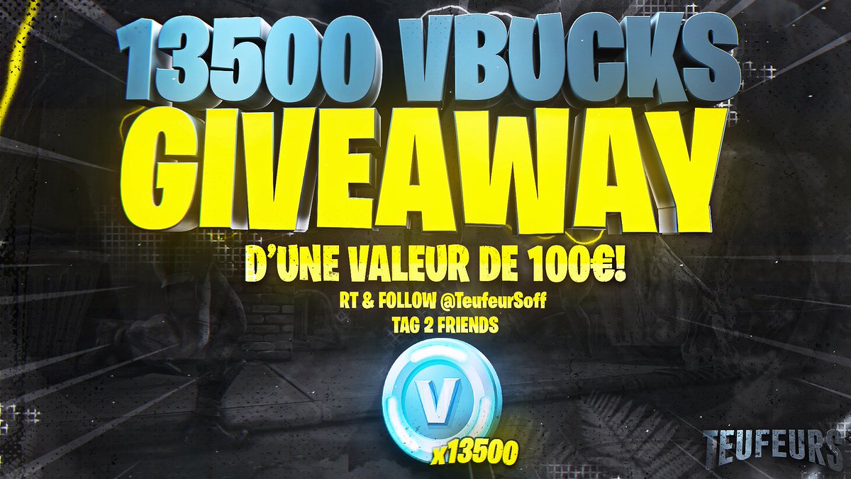 teufeurs's tweet photo. FAST GIVEAWAY
13 500 VBUCKS ~ 100€
JUST RT + FOLLOW @teufeurs 
DRAW IN 1 WEEK.
HF https://t.co/yFeRMALGhw