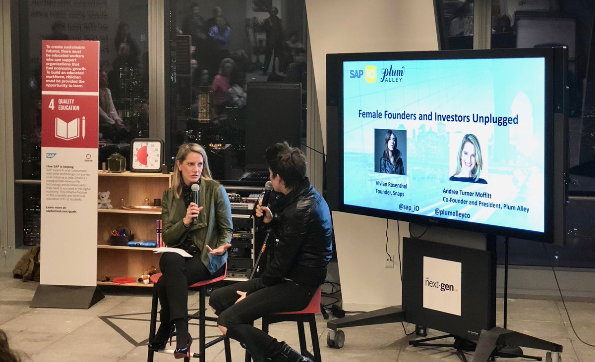 Last night, @aturnermoffitt led an engaging fireside chat with @vivianrosenthal, founder of Snaps, at our event with @sap_iO! We also had the chance to hear from @brianscohen of @TheNYAngels. What a night!