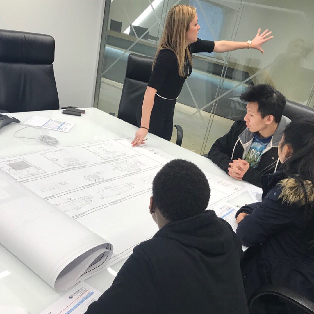 GNYCExploring's tweet photo. Students at @StructureTone were split into teams last week to begin their group projects. Each group is lead by a Structure Tone mentor who will teach the students how to read blue prints and how to develop a building budget. 
#nyexploring #structuretone #bsaexploring https://t.co/qoAuU7XjQB