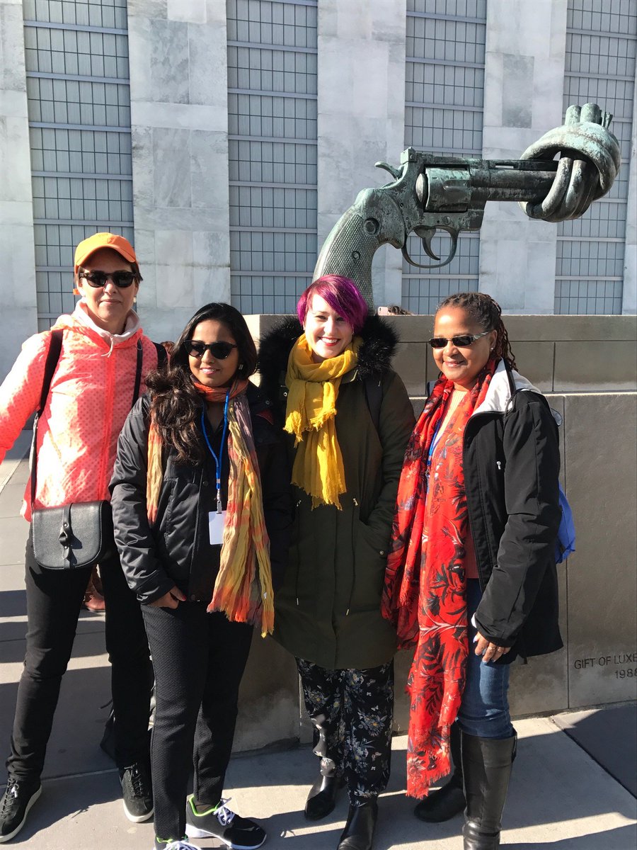 eduint's tweet photo. Women unionists @UnionCSW #UNCSW61 in solidarity with Parkland students to #EndGunViolence - #EnoughIsEnough #MarchForOurLives #unite4ed https://t.co/NfieYxAzOj