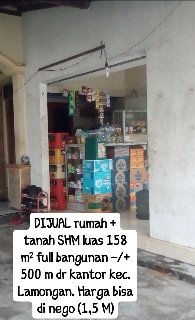 SelaRohma's tweet photo. Dijula rumah + tanah SHM luas 158 m² full bangunan -/+ 500 m dr kantor kecamatan lamongan. Harga bisa dinego (RP.1,5 M) https://t.co/Tkt3nPb57o