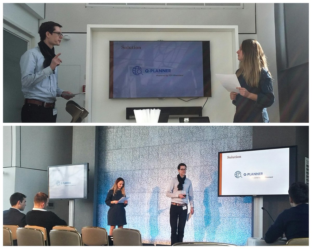 JemAufDeutsch's tweet photo. Its been a big first day, but the expert feedback has got us ready to rock our pitches tomorrow. #qplanner #trhub #kickbox18 @tuvcom_ispace https://t.co/rI4e8NasOn