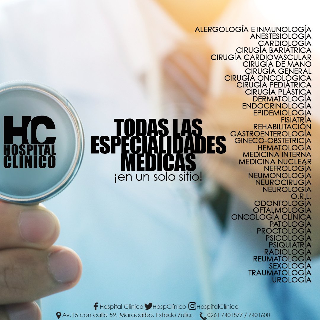 Los profesionales que forman parte de nuestra institución son nuestra mejor carta de presentación.

Tenemos a los mejores profesionales en todas las especialidades médicas a su alcance.

¡Ponga su salud en las mejores manos!

#HospitalClinico #Maracaibo #Salud #ConsulteASuMedico