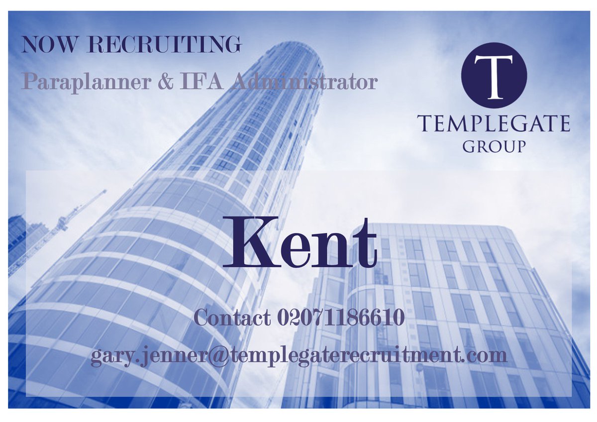 Templegateuk's tweet photo. NOW RECRUITING: Paraplanners and IFA Admins in Kent ~ get in touch for more info #kent #paraplanner #ifaadmin #financialservicesjobs #paraplannerjobs https://t.co/w3QOw4n3LN