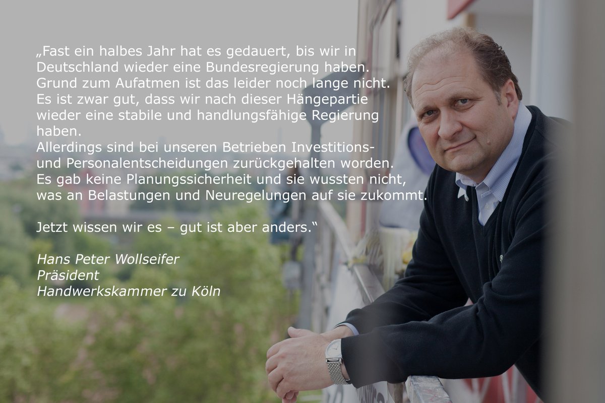 hwk_koeln's tweet photo. #Wollseifer-Blog (26): #Koalitionsvertrag enttäuscht die #Wirtschaft | #Politik nutzt Spielräume nicht | #Meisterbrief auf EU-Ebene verteidigt | Hoffnungsschimmer für #Diesel-Fahrer | Köln: #Verwaltung soll sich wandeln ► https://t.co/fCfa1oADwD https://t.co/lxPgQdoPUg