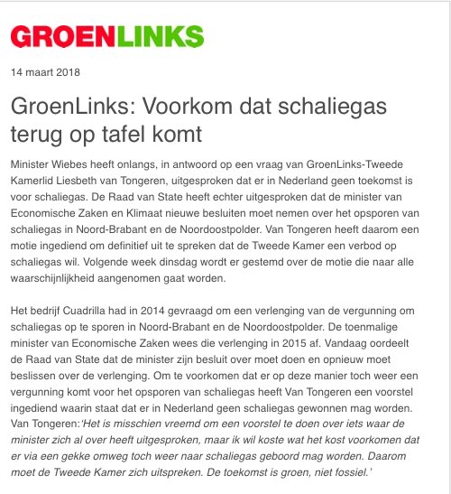 remcodb's tweet photo. Zó ziet groene oppositie tegen een groen kabinet er uit: GroenLinks doet, na klinkklare ‘nee’ van Wiebes, alsof er tóch nog schalie-gevaar dreigt en werpt zich vervolgens op als hoeder der natie. https://t.co/ITQhXGEwoF