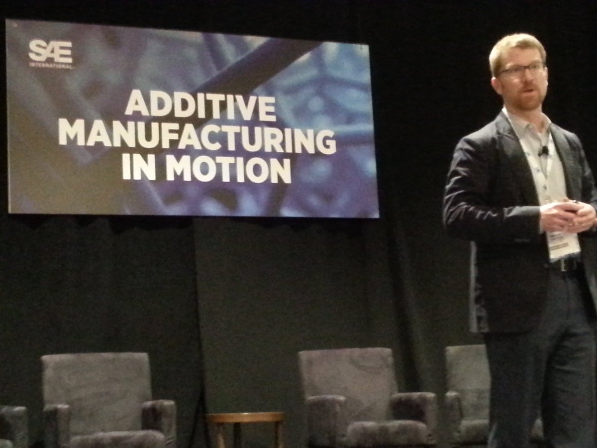 pennstateime's tweet photo. Our own @PSUMakerProf spoke yesterday at the inaugural @SAEIntl Additive Manufacturing in Motion Symposium in Cleveland! #AM #3dprinting https://t.co/PKR7mhSv18