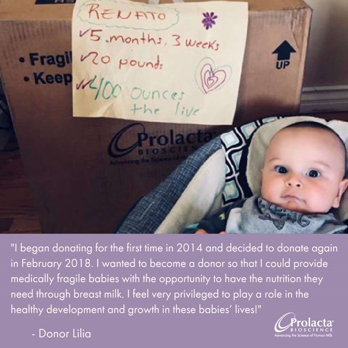 prolacta's tweet photo. Donor Lilia shares why she donates!
#milkdonors #preemies #NICUPreemies #humanmilkdonors #milkdonations #milkdonorsrock #donormama #pumpforpreemies https://t.co/Iz6qA850cD
