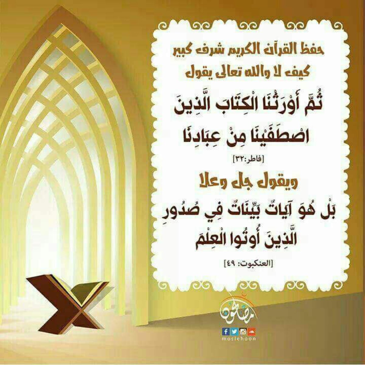 حفظ القرآن الكريم شرف كبير ✍🏻🌺🌺🌺