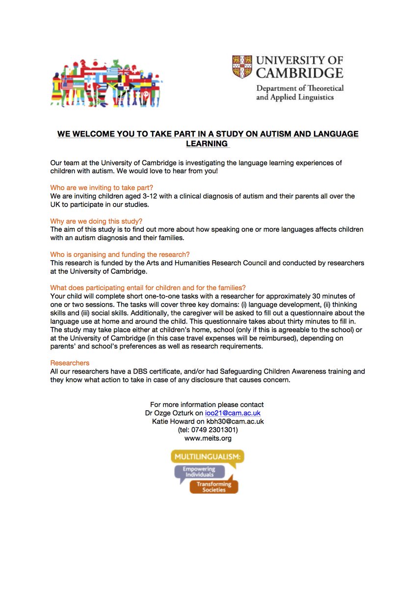 Please RT! We welcome #autistic children ages 3-12 &amp; their families (all of UK) to take part in our studies about #autism &amp; #LanguageLearning <a href="/RCSLTWales/">RCSLT Wales</a> <a href="/WestMidRCSLTHub/">West Mids RCSLT Hub</a> <a href="/RCSLT/">RCSLT 💙</a> <a href="/WARC_Cardiff/">Wales Autism Research Centre</a> @AutisticaUK <a href="/ahrcpress/">Arts and Humanities Research Council</a> @ResearchAutism <a href="/sparklesheff/">Sparkle Sheffield</a> @AutismHallam @ASLTIP_UK