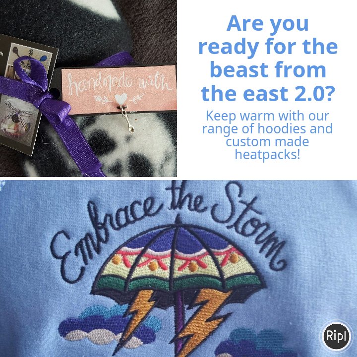 Heatpacks in a range of fabrics and scents, including unscented. Hoodies available in a range of sizes and colours. Both can be personalised. s.ripl.com/2nylvc #craftiesrock
#beastfromtheeast
#keepwarm
via ripl.com