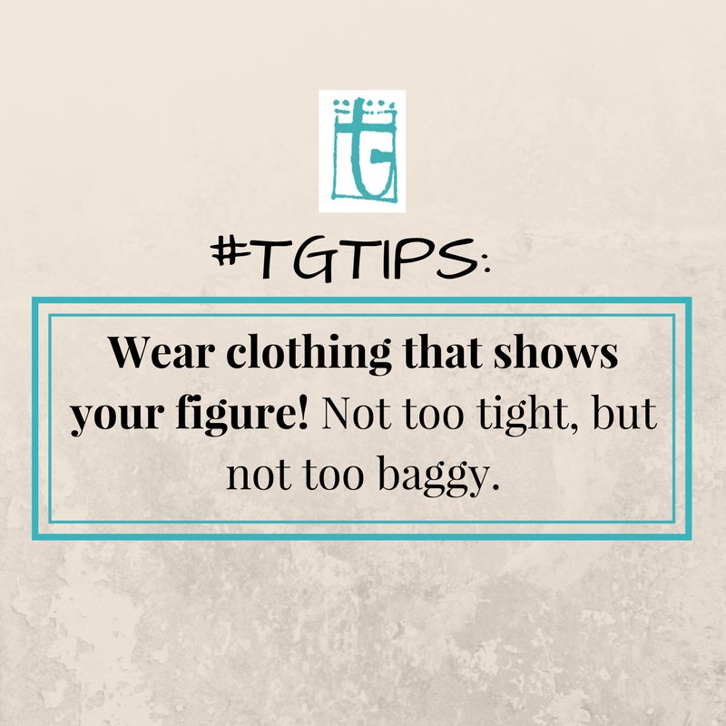 TheTalentGroup's tweet photo. #TGTips - Wear flattering clothing! 

Clients want to see your figure.. find the sweet spot between too tight &amp; too baggy! https://t.co/Z8p4RKacby
