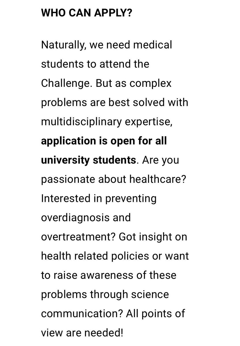 KariTikkinen's tweet photo. All students: Take part in the @Helsinkithinkco Too Much Medicine Multidisciplinary Challenge: workshop, pitch training, finals and Too Much Medicine Symposium - all for free for the best applicants! Kaikki tervetulleita - all welcome! More: https://t.co/MYiU5tpKda #TMM https://t.co/cj5XoKqL7X