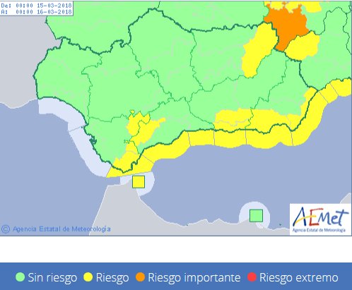 PCMalaga's tweet image. Aemet emite aviso amarillo por fenómenos costeros para mañana Jueves en Málaga