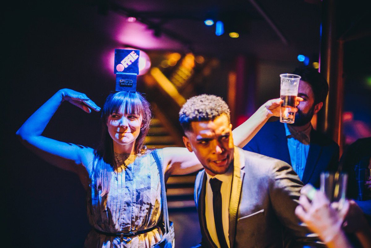 zesttheatre's tweet photo. Pure joy looks a little something like this β€οΈ Their photographer must have liked us π #Offies2018 #SorryForAllTheOffiesSpam @HalfMoonTheatre https://t.co/z4g05eXgPl