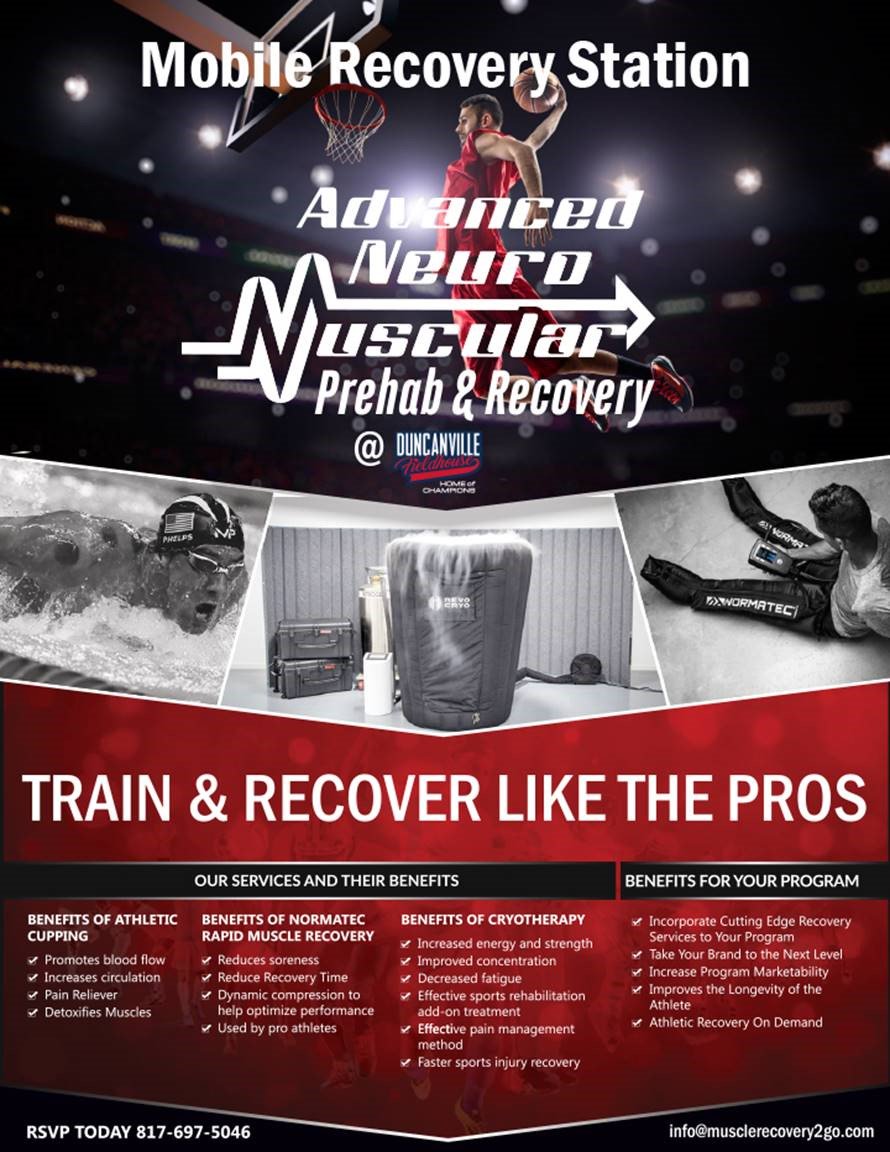 MobileRecovery's tweet photo. @NikeTexasSelect Come see us @duncanvillefh for #Marchfest2018 #DFWELITE #MobileCryo #MobileRecoveryStation 3/24 & 3/25. Schedule your team today info@musclerecovery2go.com https://t.co/2tBzUAe4lb