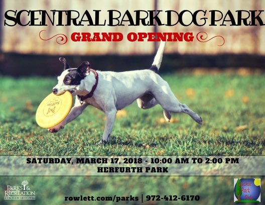 RowlettPARD's tweet photo. Come check out Scentral Bark - Rowlett’s 1st Dog Park! #RowlettPARD https://t.co/KVG6dtm5Sr