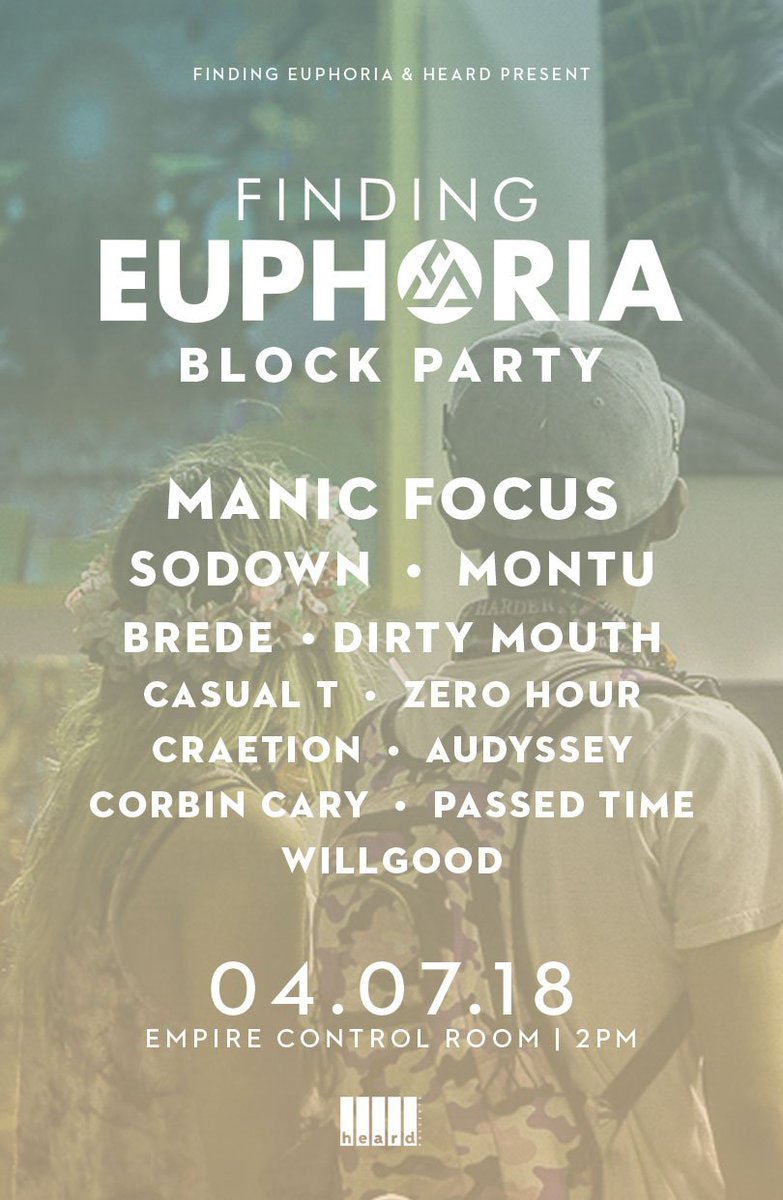 EmpireATX's tweet photo. Just announced! @HEARDPresents + @euphoriafest are pleased to present: Finding Euphoria Block Party at @EmpireATX on April 7th! We can't wait. Dope lineup, awesome art and good vibes coming at ya! Tickets at: https://t.co/DW3fZvedeo https://t.co/VAjrUiso2j