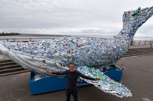PlasticFreeWat's tweet photo. So this whale is made up of 250kg of #plastic, the same amount that ends up in our oceans every second.Inspired by a whale found dead with over 30 plastic bags in it's intestines. We need to #stop using #SingleUsePlastics . https://t.co/c292pnUs8K