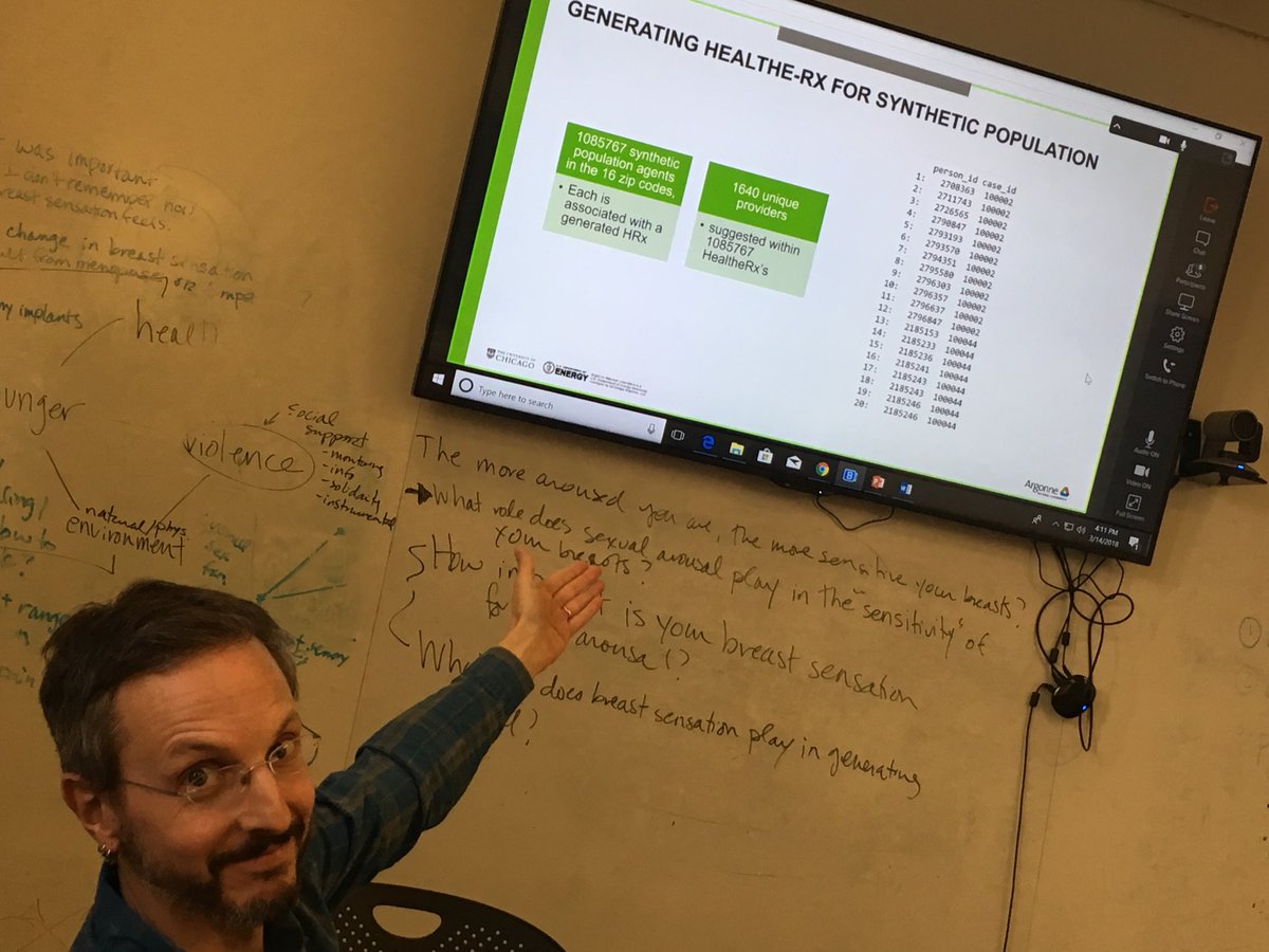 stacylindau's tweet image. We have successfully created a synthetic population of 1,085,767 agents in our #CommunityRx #agentbasedmodel. That’s modeler @xio247 @UChicago @argonne @NIH #scienceisfun
