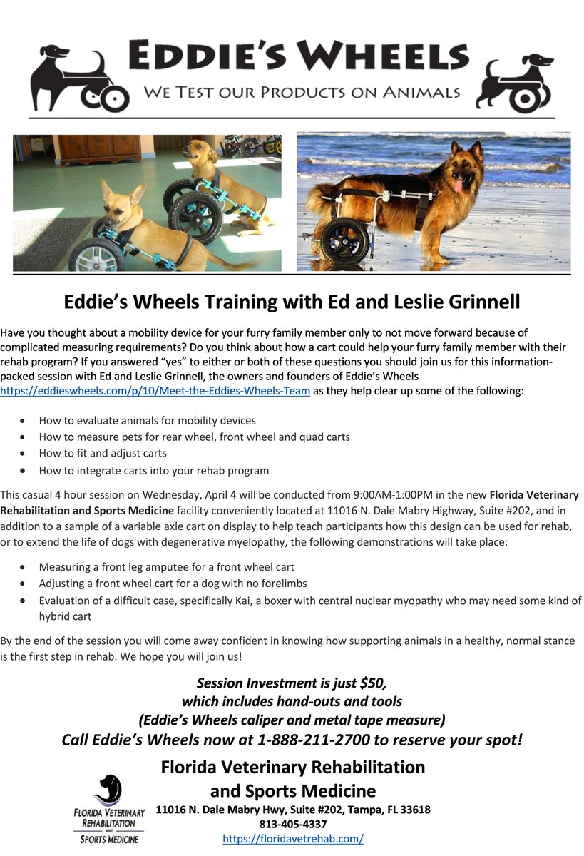 If you have a furry family member who needs help getting around you'll want to get registered to attend this awesome training class. I'll be there too!