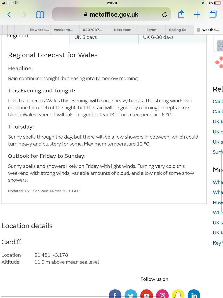 CardiffDay's tweet image. Ooh hello... the @metoffice are mentioning the ‘S’ word again ( even if it is only ‘low risk’- it’s still mentioned😉).
Get your cameras ready #Cardiff- we feel another #SnowDay competition coming on!