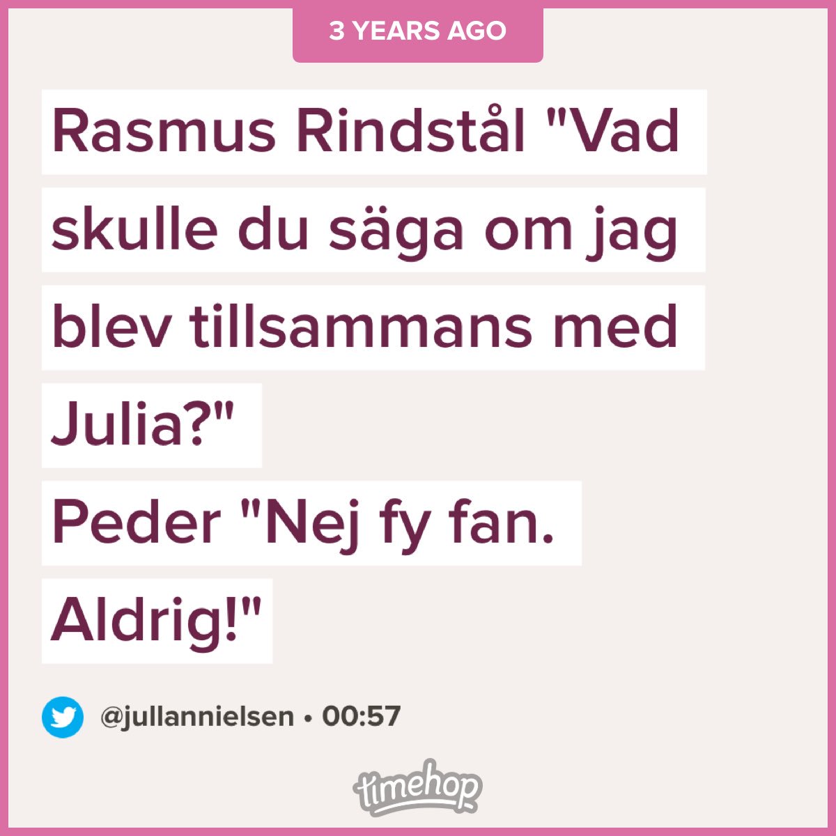 jullannielsen's tweet photo. @nielsen_peder @MrRindan @tibell77 vissa saker ändras aldrig 😄 https://t.co/SHS78M5oSq