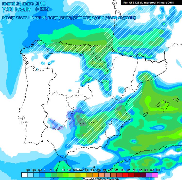 VilMeteo's tweet photo. Neu a Vila-real?❄

Ara mateix és una opció real de cara a dimarts que ve... Així de fort va el GFS

Les ralletes són neu👇 https://t.co/pcKabFAZSG
