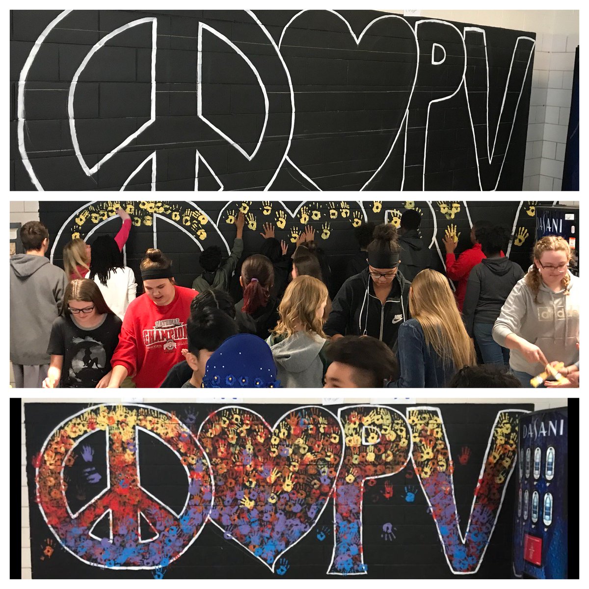 Peace, Love, &amp; PV!  Promoting peace today at Pleasant View Middle.  Proud of our staff and students!  #PVfamily