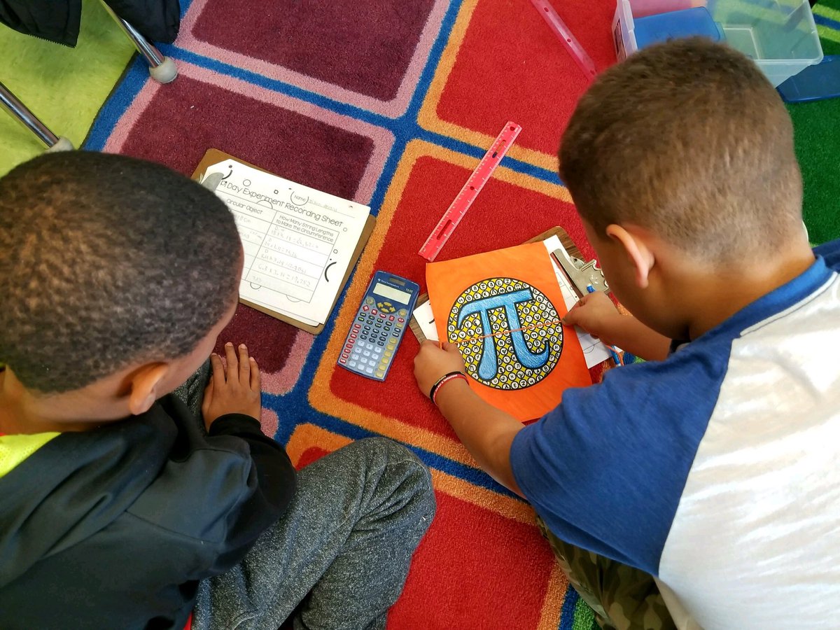 LothianAACPS's tweet photo. 5th grade students celebrate Pi Day by calculating circumference of objects in our classroom #morePiplease https://t.co/sXngAScqyv