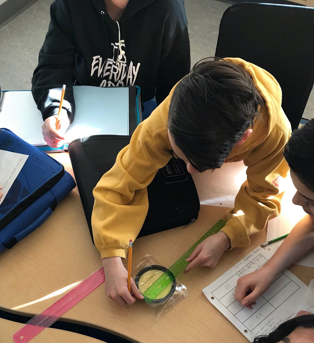 N_Night_Ninja's tweet photo. Whatβs a better way to celebrate #PiDay2018 than starting our study of circles! Mentor texts and calculating the circumference of our pies FTW #andthenweatethem @StCatGPCSD #sircumference @GPCSD https://t.co/5LCW8YXjDw