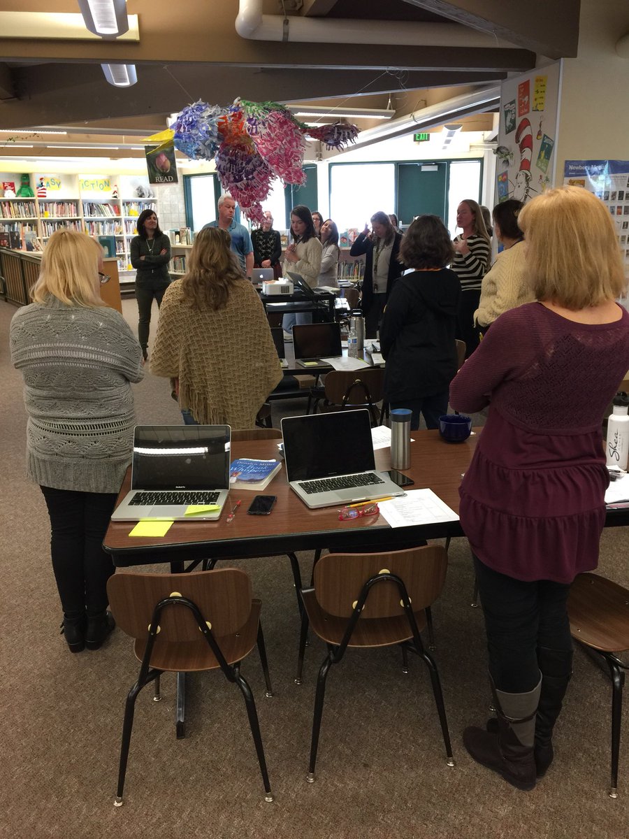 San Ramon teachers review The Book Whisperer and lessons learned at their staff meeting: great focus on literacy is paying off for students!!