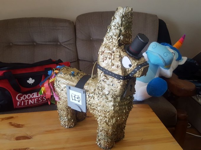 Haha check this out!  GF's birthday tomorrow, and I made her this solid gold birthday present @FortniteGame