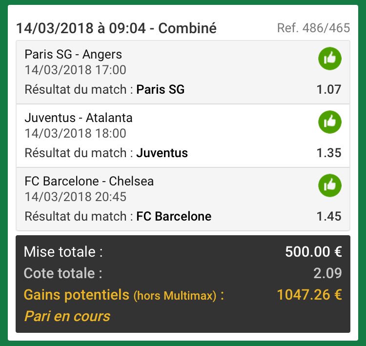 MaxibetOfficiel's tweet photo. BOOM! Notre combiné passe! Presque 700€ de bénéfice en une journée! 🍀

RT et follow apprécié. 

Qui a suivi ? Mettez vos tickets en commentaire. Je suis disponible en DM pour des conseils. https://t.co/r6d6l1ffbp